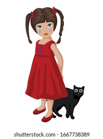 Hallowen dolly baby and sinister black cat