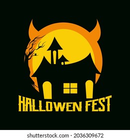 hallowen fest logo vector illustration perfect for banner, tshirt design