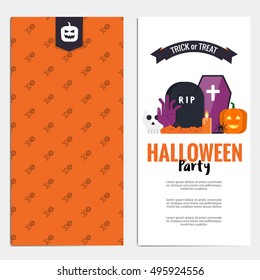 Hallowen Flyer template. Scary party invitation with Halloween motives. Vector Illustration