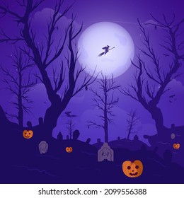 Hallowen full moon background Premium Vector