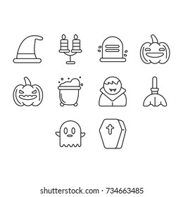 hallowen icon set outline