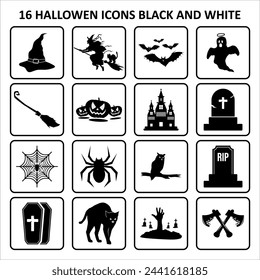 HALLOWEN ICONS BLACK AND WHITE