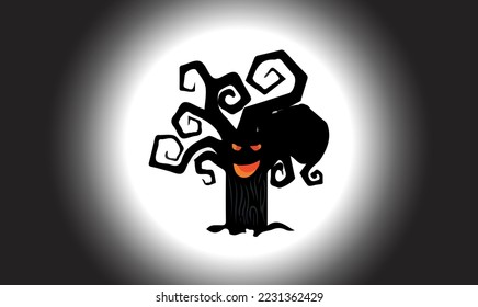 Hallowen logo cartoon poster halloween black background vector 