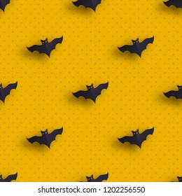 Hallowen pattern of flying bats. Vector seamless background. Ready for printing on textile and other seamless design.