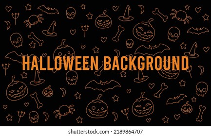 patrones de halloween sobre fondo negro, perfecto para oficina, escuela, banner, página de inicio, fondo, papel tapiz y más