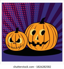 hallowen pumpkin on retro pop art tsyle for illustration and image