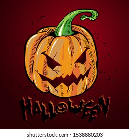hallowen pumpkin vector  on red background