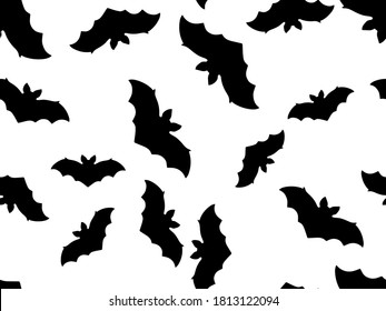 Hallowen seamless pattern with flying bats. Festive decor with scary bats. Background for wrapping paper, print, fabric and printing. Vector illustration