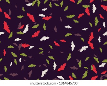 Hallowen seamless pattern with flying bats. Festive decor with scary bats. Background for wrapping paper, print, fabric and printing. Vector illustration