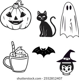 Calabaza de Vector, Fantasma, Gato negro, Murciélagos