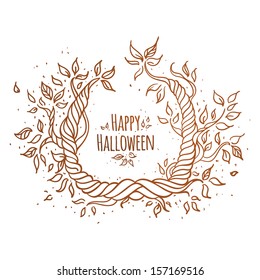 Hallowen trees hand-drawn with space for text. White background.
