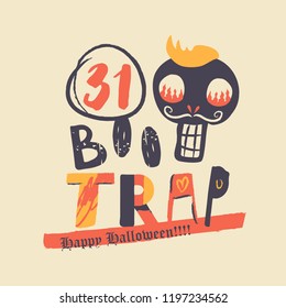 Hallowen typograhy poster with illustration. VECTOR. EPS 10.