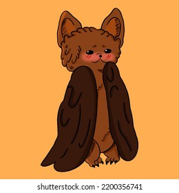 Hallowenn autumn embarrassed cute and nice bat illustration