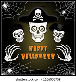 Hallowing vector postcard pirate skeletons