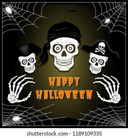 Hallowing vector postcard pirate skeletons