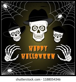 Hallowing vector postcard skeletons