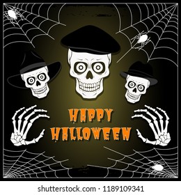 Hallowing vector postcard skeletons