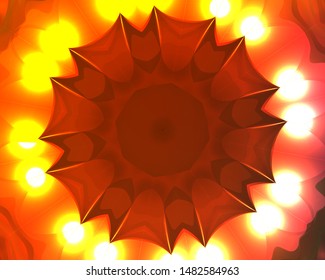 Hallucination. Crazy optical illusion. Alive caleidoscopic effects. Abstract vector red illustration. Futuristic gradient background of shining figures. Sphere-shaped structures. Magic ornament.