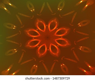Hallucination. Crazy optical illusion. Alive caleidoscopic drug effects. Abstract red vector illustration. Futuristic gradient background of shining figures. Sphere-shaped structures. Magic ornament.