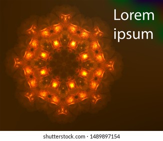 Hallucination. Crazy optical illusion. Alive caleidoscopic drug effects. Abstract golden vector illustration. Original gradient background of shining figures. Sphere-shaped structures. Magic ornament.