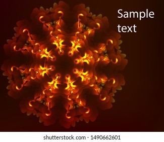 Hallucination. Crazy optical illusion. Alive caleidoscopic drug effects. Abstract red vector illustration. Original gradient background of shining figures. Sphere-shaped structures. Magic ornament.