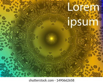 Hallucination. Crazy optical illusion. Alive caleidoscopic drug effects. Abstract golden vector illustration. Original gradient background of shining figures. Sphere-shaped structures. Magic ornament.