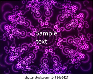 Hallucination. Crazy optical illusion. Alive caleidoscopic drug effects. Abstract violet vector illustration. Original gradient background of shining figures. Sphere-shaped structures. Magic ornament.
