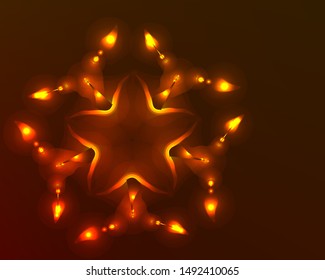 Hallucination. Crazy optical illusion. Alive caleidoscopic drug effects. Abstract red flame vector illustration. Original gradient background of shining figures. Curl-shaped structure. Magic ornament.