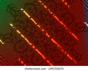 Hallucination. Crazy optical illusion. Alive caleidoscopic drug effects. Abstract laser red vector illustration. Original gradient background of shining figures. Pattern structures. Magic ornament.