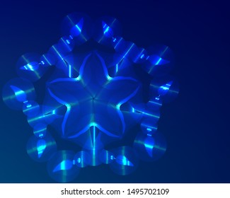 Hallucination. Crazy optical illusion. Alive caleidoscopic drug effects. Abstract metal blue vector illustration. Original gradient background of shining figures. Pattern structures. Magic ornament.