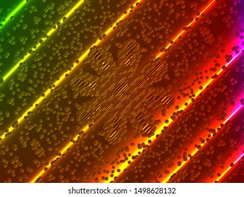 Hallucination. Crazy optical illusion. Alive caleidoscopic drug effects. Abstract red vector illustration. Original gradient background of shining figures. Stripe-shaped structures. Magic ornament.