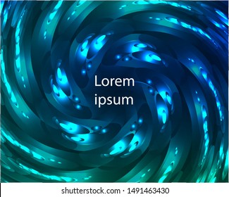 Hallucination. Creative surreal illusive blue vector background for design like a drug trip, surrealistic crazy cover. Modern psychedelic trendy fantastic op art, kaleidoscopic optical illusion.