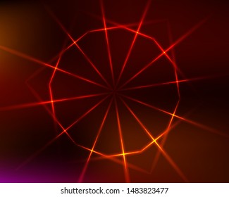 Hallucination. Creative surreal illusive red laser vector background for design like a drug trip, surrealistic crazy cover. Modern psychedelic trendy fantastic op art, kaleidoscopic optical illusion.