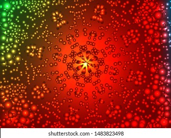 Hallucination. Creative surreal illusive red vector background for design like a drug trip, surrealistic crazy 3d cover. Modern psychedelic trendy fantastic op art, kaleidoscopic optical illusion.