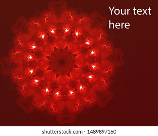 Hallucination. Creative surreal illusive red vector background for design like a drug trip, surrealistic crazy cover. Modern psychedelic trendy fantastic op art, kaleidoscopic optical illusion.