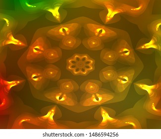 Hallucination. Creative surreal illusive vector gold background for design like a drug trip, surrealistic crazy cover. Modern psychedelic trendy fantastic op art, kaleidoscopic optical illusion.