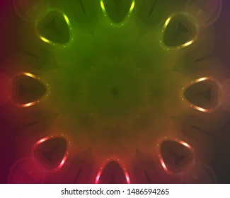 Hallucination. Creative surreal illusive vector green background for design like a drug trip, surrealistic crazy cover. Modern psychedelic trendy fantastic op art, kaleidoscopic optical illusion.