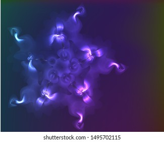 Hallucination. Creative surreal illusive violet vector background for design like a drug trip, surrealistic crazy cover. Modern psychedelic trendy fantastic op art, kaleidoscopic optical illusion.