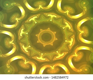 Hallucination. Incredible surreal illusive vector yellow background for design like a drug trip, surrealistic crazy cover. Modern psychedelic trendy fantastic op art, kaleidoscopic optical illusion.