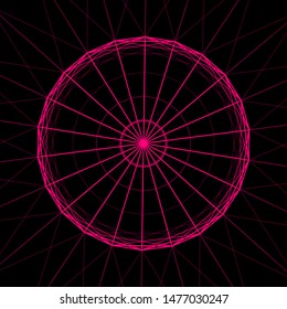 Hallucination. Optical illusion. Kaleidoscope. Twisted illustration. Abstract futuristic background of stripes. Sphere-shaped structure. Vector.