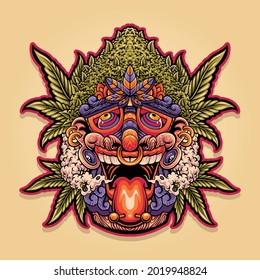 alucinación tiki kush mascot ilustración