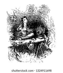 In hallucinations most appearances were seen as real hallucinations like epidemic hallucination or singular mirage, vintage engraved line art illustration. Infernal Dictionary 1863.