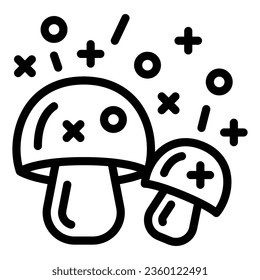 Icono de línea de hongos alucinógenos, concepto de sustancias narcóticas, shrooms psicodélicos señalizan sobre fondo blanco, icono de hongos mágicos en forma de contorno para diseño web. Gráficos vectoriales