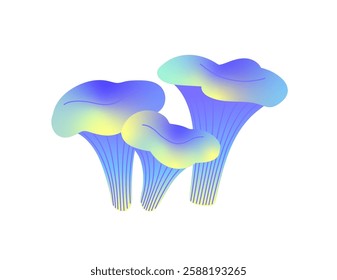 Hallucinogenic, trippy mushrooms. Abstract psychedelic boletus, psilocybin fungi. Poisonous fungus, magic toxic boletes. Acid plants, drugs. Flat isolated vector illustration on white background