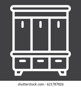 Hallway closet line icon, Furniture and interior element, halltree vector graphics, a linear pattern on a black background, eps 10.