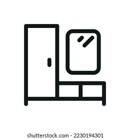 	
Hallway furniture isolated icon, hallway coat rack and bench vector icon with editable stroke