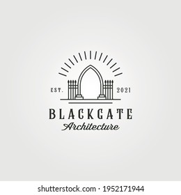 hallway gate vintage logo vector illustration design, line art style