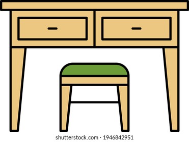 Hallway Table with Drawer and Console Concept vector icon design, Interior design Symbol, Home Office decoration Sign, Residential and Commercial Decor Elements stock illustration