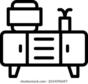 Hallway Table Line Vector Icon Design