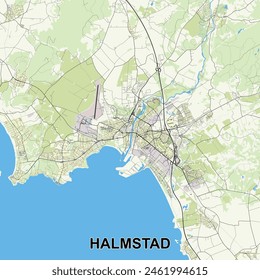 Halmstad, Sweden map poster art